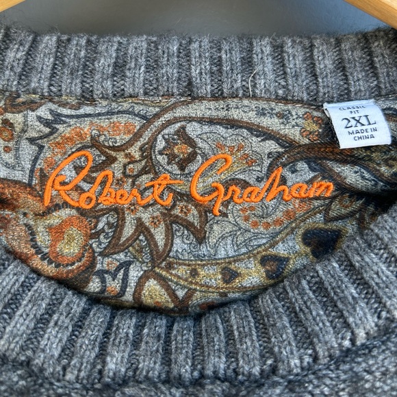 Classic Felted Heather Gray Sweater with Cable Detail - M - Picture 4 of 8